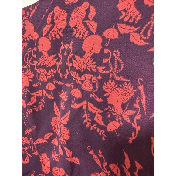 Cabi 3258 Purple Plum Maroon Red Sakura Cameo Print Layered Tank Feminine Large - Picture 8 of 14
